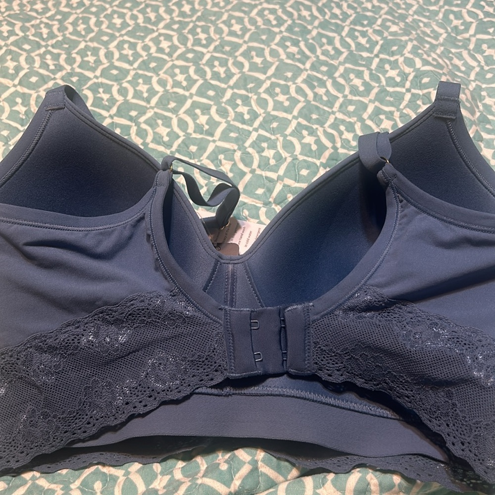 Natori Blue Seamless Lace Trim Bra - Picture 4 of 7